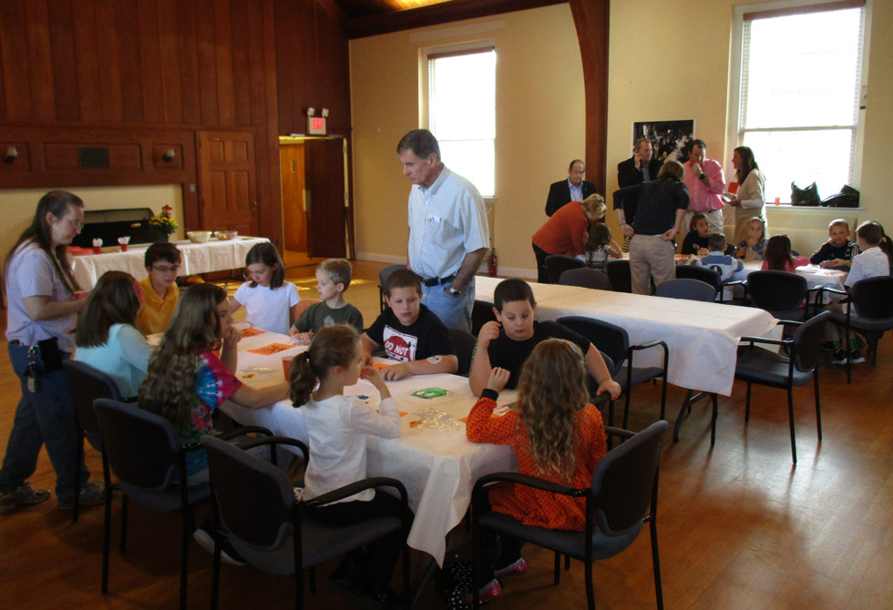 Children eating at the Baptist Church in the Great Valley