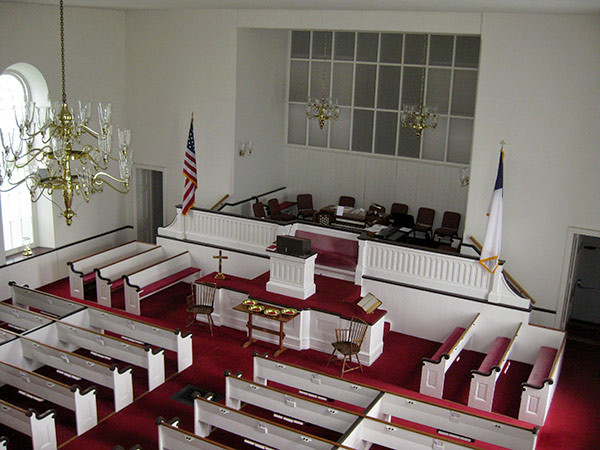 Photo of the interior from the balcony of the Baptist Church in the Great Valley