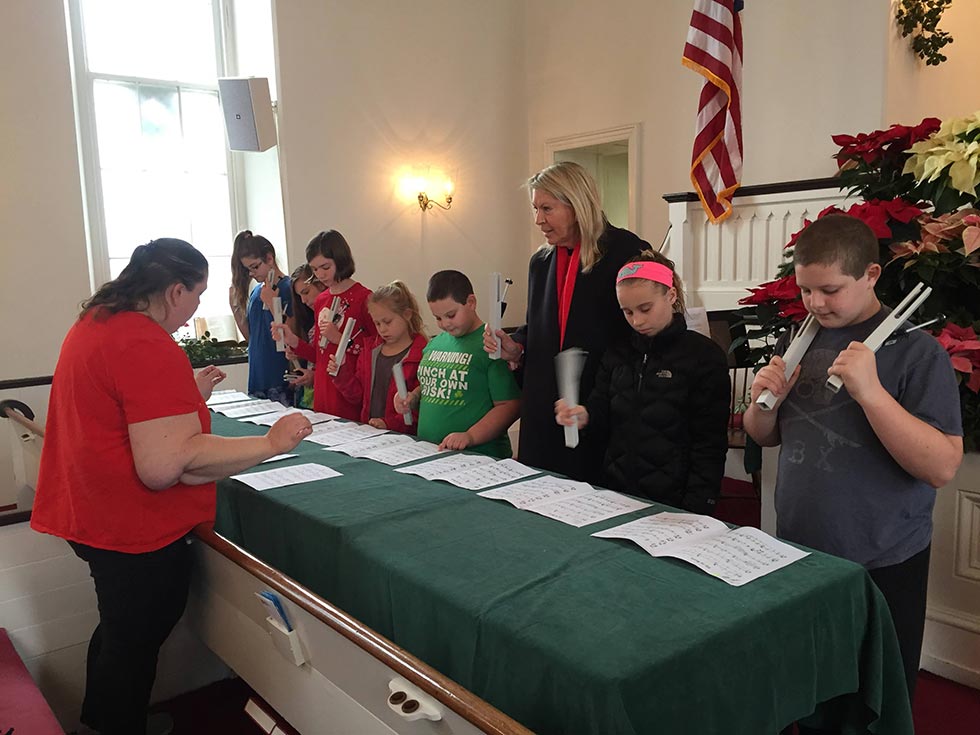 Children playing music at Sunday School