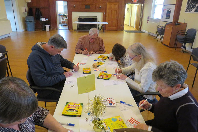Photo of church members doing arts and crafts
