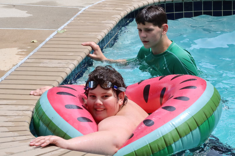 Photo of attendees of the church pool party