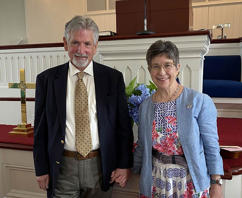 Photo of Rev. David Cushman and his wife Rev. Rhonda Cushman after his first Sunday with us as our interim pastor.