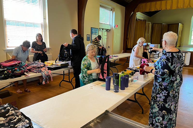 Photo of church members at the Backpack Drive