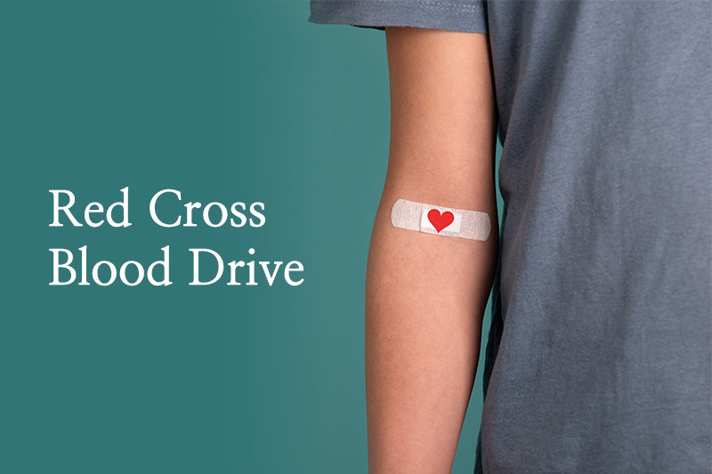 Graphic showing white serif type over photo of a person with a heart bandaid on their arm