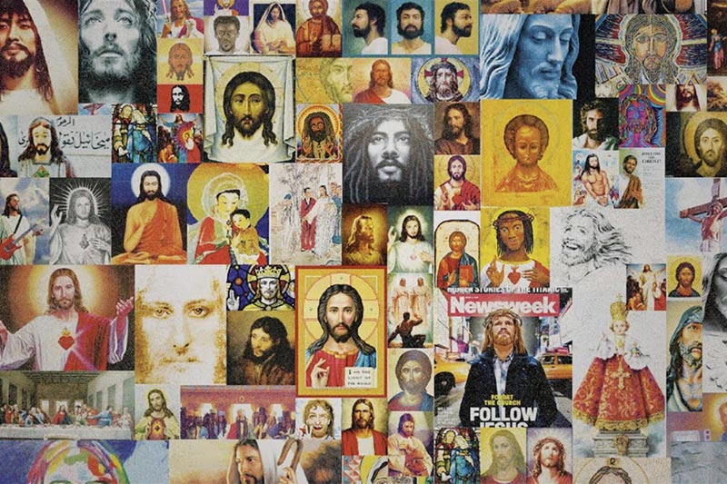 Collage of artwork depicting Christ